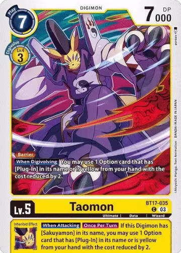 Taomon (BT17-035 C), Secret Crisis — Digimon card price