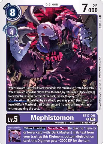 Mephistomon (BT17-068 C), Secret Crisis — Digimon card price