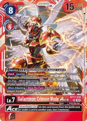 Gallantmon: Crimson Mode ACE (BT17-018 SR), Secret Crisis — Digimon card price