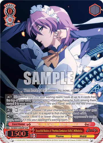 Beautiful Maiden of "Peerless Combatant Skills", Wilhelmina (SHP) (SS/WE41-E26SHP SHP), Shakugan no Shana Premium Booster — Weiß Schwarz card price