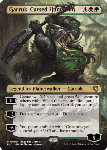 Garruk, Cursed Huntsman (Borderless) (99), Commander: Bloomburrow — Magic card price