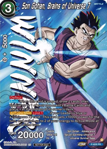 Son Gohan, Brains of Universe 7 (Zenkai Series Tournament Pack Vol.8) (Winner) (P-608), Tournament Promotion Cards — DB Super card price