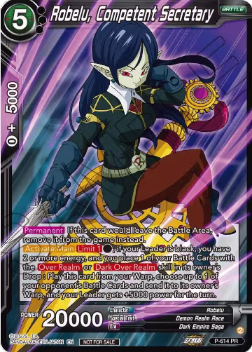 Robelu, Competent Secretary (Zenkai Series Tournament Pack Vol.8) (P-614), Tournament Promotion Cards — DB Super card price
