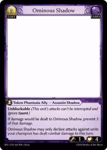 Ominous Shadow (035), Supporter Pack 2 — Grand Archive card price