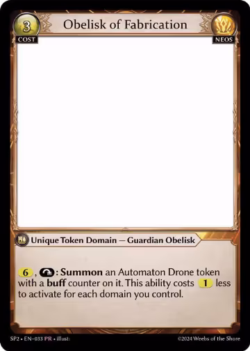 Obelisk of Fabrication (033), Supporter Pack 2 — Grand Archive card price