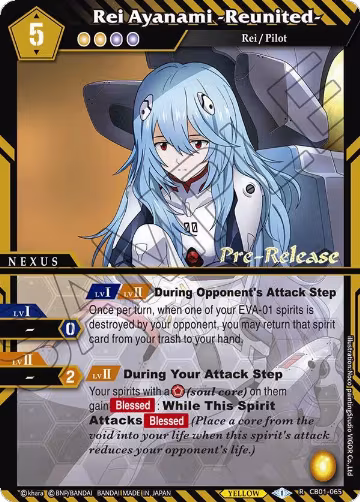 Rei Ayanami -Reunited- (CB01-065), Collaboration Booster 01: Halo of Awakening Pre-Release Cards — Battle Spirits card price