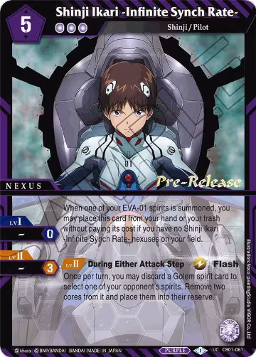 Shinji Ikari -Infinite Synch Rate- (CB01-061), Collaboration Booster 01: Halo of Awakening Pre-Release Cards — Battle Spirits card price