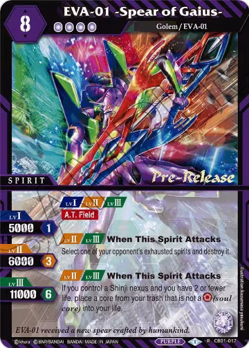 EVA-01 -Spear of Gaius- (CB01-017), Collaboration Booster 01: Halo of Awakening Pre-Release Cards — Battle Spirits card price
