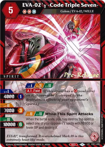 EVA-02'y -Code Triple Seven- (CB01-006), Collaboration Booster 01: Halo of Awakening Pre-Release Cards — Battle Spirits card price