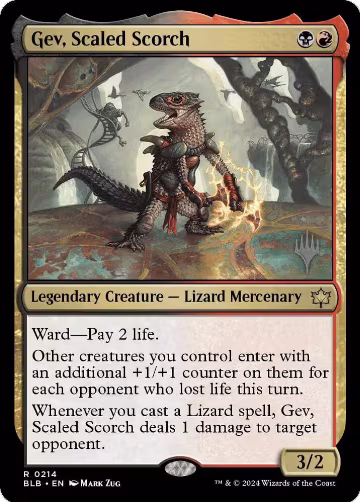 Gev, Scaled Scorch (214), Promo Pack: Bloomburrow — Magic card price
