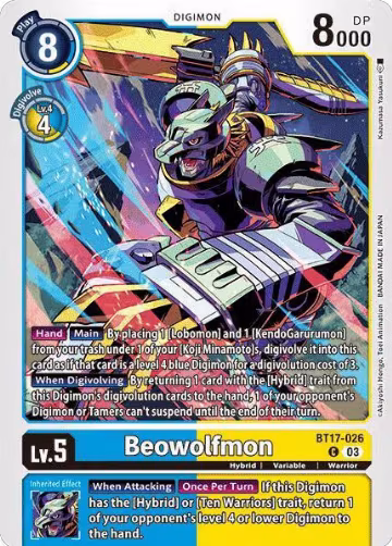 Beowolfmon (BT17-026 C), Secret Crisis — Digimon card price