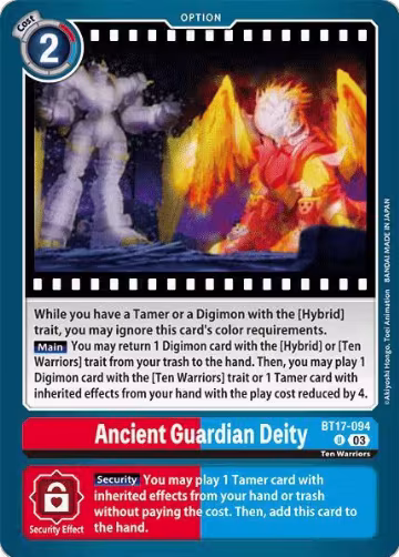 Ancient Guardian Deity (BT17-094 U), Secret Crisis — Digimon card price