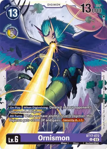 Ornismon (BT17-072 U), Secret Crisis — Digimon card price