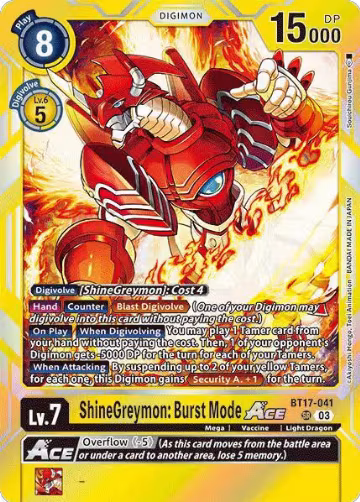 ShineGreymon: Burst Mode ACE (BT17-041 SR), Secret Crisis — Digimon card price