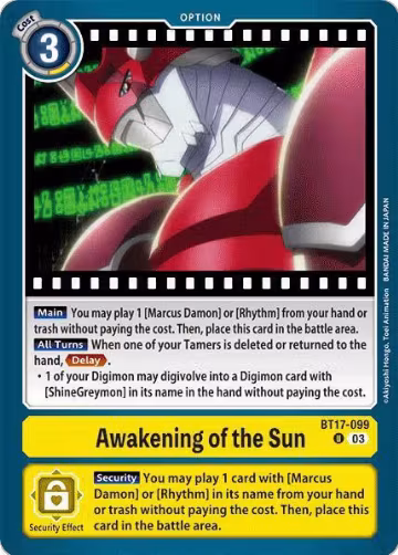 Awakening of the Sun (BT17-099 U), Secret Crisis — Digimon card price