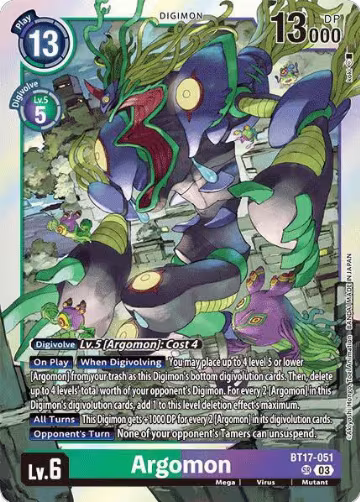 Argomon - BT17-051 (BT17-051 SR), Secret Crisis — Digimon card price