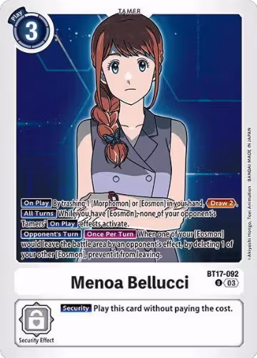 Menoa Bellucci (BT17-092 U), Secret Crisis — Digimon card price