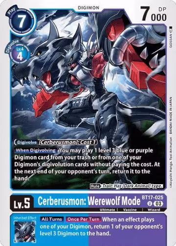 Cerberusmon: Werewolf Mode (BT17-025 U), Secret Crisis — Digimon card price