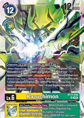 Kazuchimon (BT17-040 SR), Secret Crisis — Digimon card price