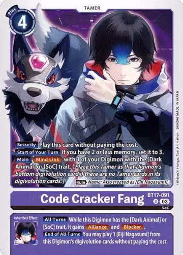 Code Cracker Fang (BT17-091 U), Secret Crisis — Digimon card price