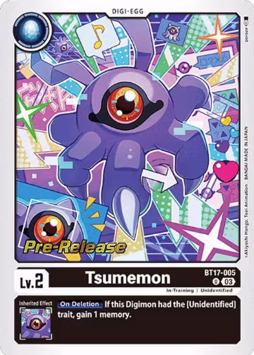 Tsumemon (BT17-005 U), Secret Crisis Pre-Release Cards — Digimon card price