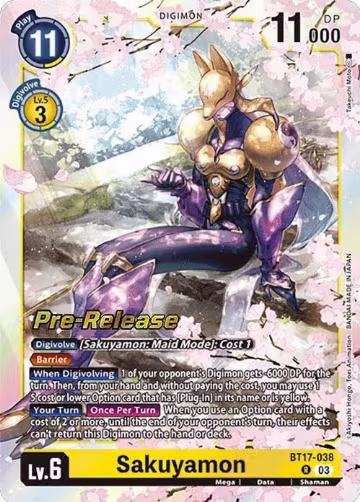 Sakuyamon (BT17-038 R), Secret Crisis Pre-Release Cards — Digimon card price