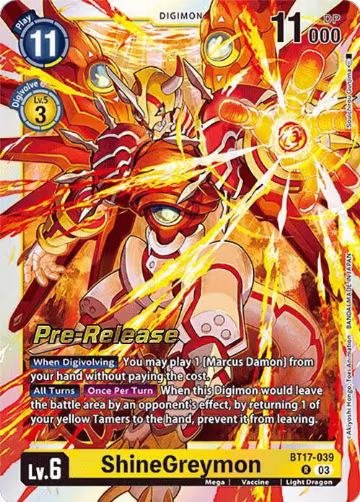 ShineGreymon (BT17-039 R), Secret Crisis Pre-Release Cards — Digimon card price