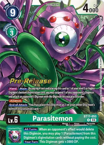 Parasitemon (BT17-050 R), Secret Crisis Pre-Release Cards — Digimon card price