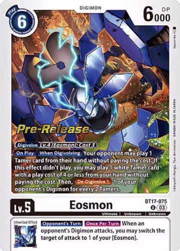 Eosmon - BT17-075 (BT17-075 U), Secret Crisis Pre-Release Cards — Digimon card price
