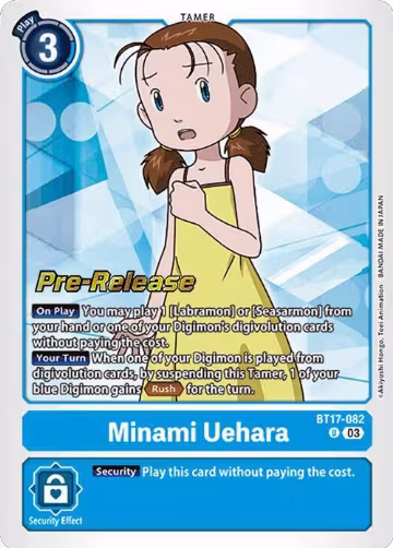 Minami Uehara (BT17-082 U), Secret Crisis Pre-Release Cards — Digimon card price
