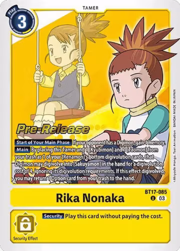 Rika Nonaka (BT17-085 U), Secret Crisis Pre-Release Cards — Digimon card price