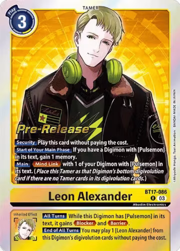 Leon Alexander (BT17-086 R), Secret Crisis Pre-Release Cards — Digimon card price