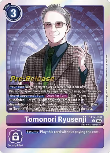 Tomonori Ryusenji (BT17-090 R), Secret Crisis Pre-Release Cards — Digimon card price