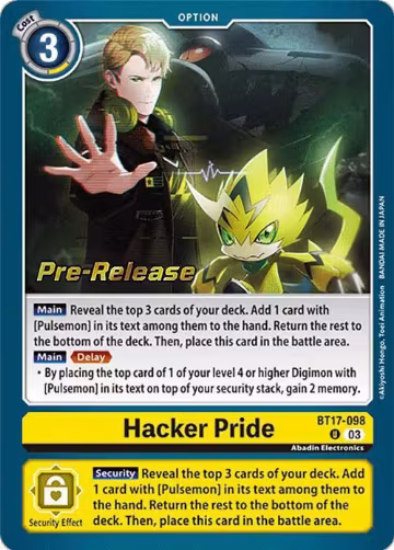 Hacker Pride (BT17-098 U), Secret Crisis Pre-Release Cards — Digimon card price