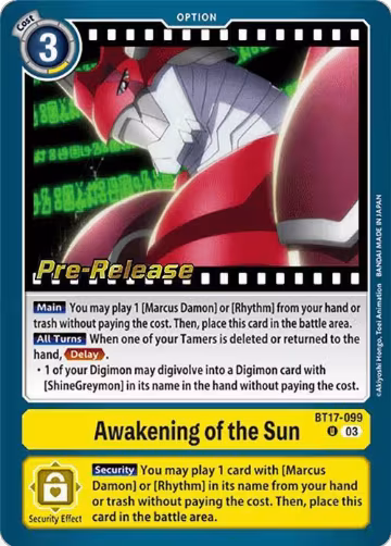 Awakening of the Sun (BT17-099 U), Secret Crisis Pre-Release Cards — Digimon card price