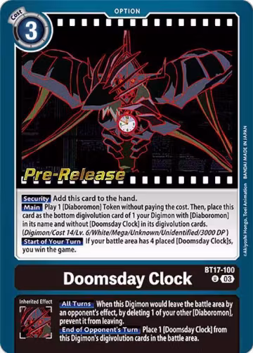Doomsday Clock (BT17-100 U), Secret Crisis Pre-Release Cards — Digimon card price