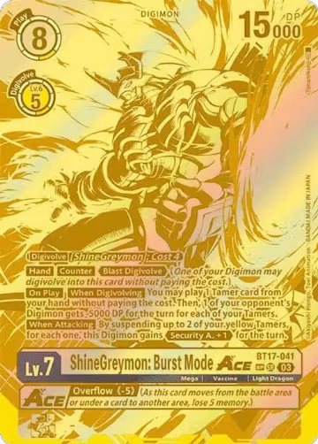 ShineGreymon: Burst Mode ACE (Textured) (BT17-041 SR) — card price
