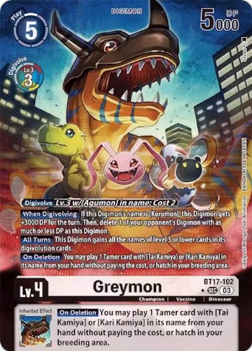 Greymon (Alternate Art) (BT17-102 SEC), Secret Crisis — Digimon card price