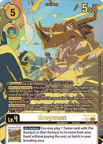 Greymon (Right) (Textured) (BT17-102 SEC), Secret Crisis — Digimon card price