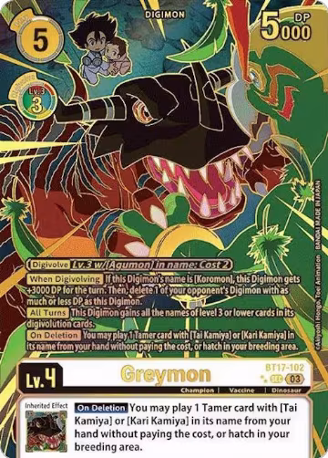 Greymon (Left) (Textured) (BT17-102 SEC), Secret Crisis — Digimon card price