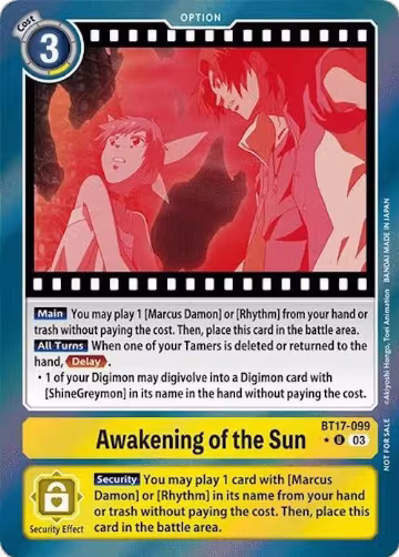 Awakening of the Sun (Secret Crisis: Movie Memorial Pack) (BT17-099 U), Secret Crisis — Digimon card price