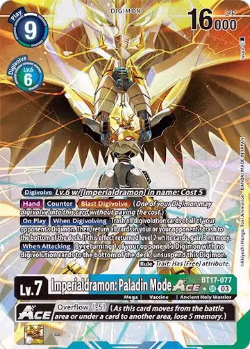Imperialdramon: Paladin Mode ACE (Alternate Art) (BT17-077 SR), Secret Crisis — Digimon card price