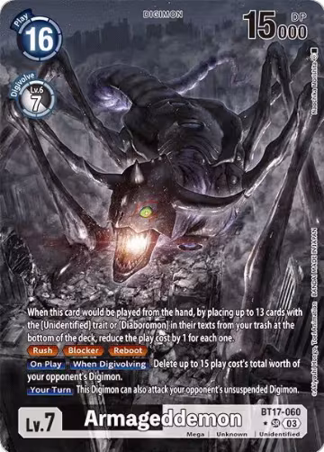 Armageddemon (Alternate Art) (BT17-060 SR), Secret Crisis — Digimon card price
