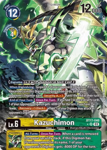 Kazuchimon (Alternate Art) (BT17-040 SR), Secret Crisis — Digimon card price