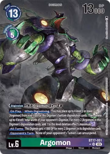 Argomon - BT17-051 (Alternate Art) (BT17-051 SR), Secret Crisis — Digimon card price