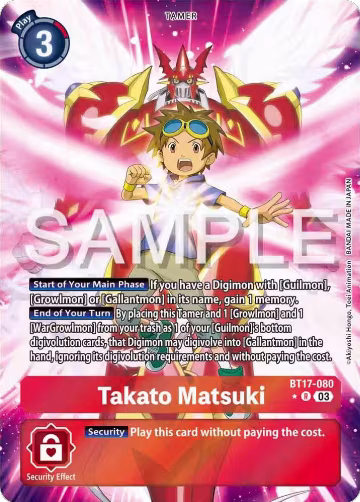 Takato Matsuki (Alternate Art) (BT17-080 R), Secret Crisis — Digimon card price