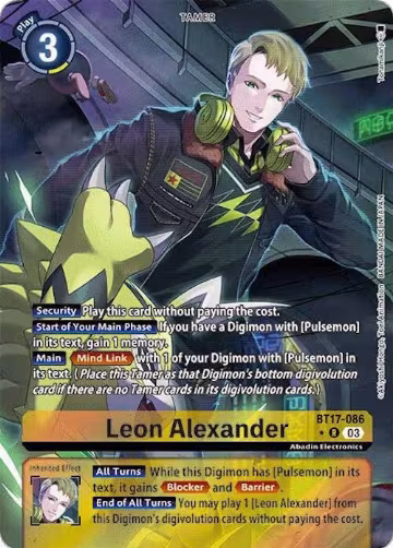Leon Alexander (Alternate Art) (BT17-086 R), Secret Crisis — Digimon card price