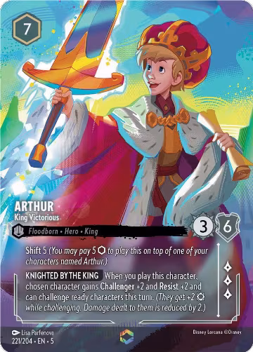 Arthur - King Victorious (Enchanted) (221/204), Shimmering Skies — Lorcana card price
