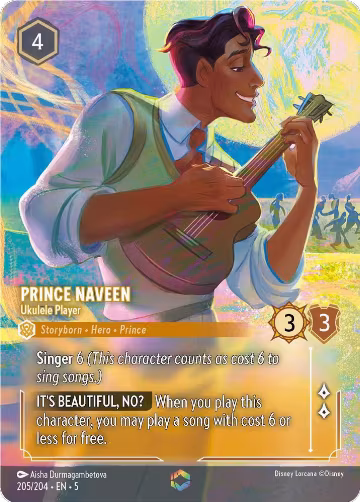 Prince Naveen - Ukulele Player (Enchanted) (205/204), Shimmering Skies — Lorcana card price
