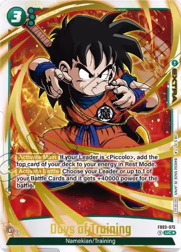 Days of Training - FB03-075 (Championship Pack 02) (Gold) (FB03-075), Tournament and Championship Promos — DB Fusion card price